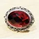 1x rote faccettierte Glas Schiebeperle 26x21mm silber rote Großlochperle oval - Schmuckzubehör Schiebeperle - Leisure-Beads DIY