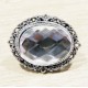 1x transparente faccettierte Glas Schiebeperle 26x21mm silber transparente Großlochperle oval - Schmuckzubehör Schiebeperle