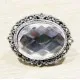 1x transparente faccettierte Glas Schiebeperle 26x21mm silber transparente Großlochperle oval - Schmuckzubehör Schiebeperle - Leisure-Beads DIY