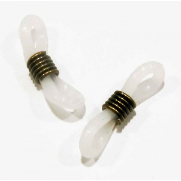 2x weiß bronzefarben Brillenketten Verbinder 20x6mm aus Gummi Kettenverbinder - Schmuckzubehör - Leisure-Beads DIY
