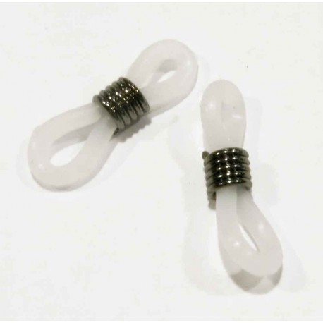 Leisure-Beads - 2x weiß gunmetal Brillenketten Verbinder 20x6mm aus Gummi Kettenverbinder - Schmuckzubehör