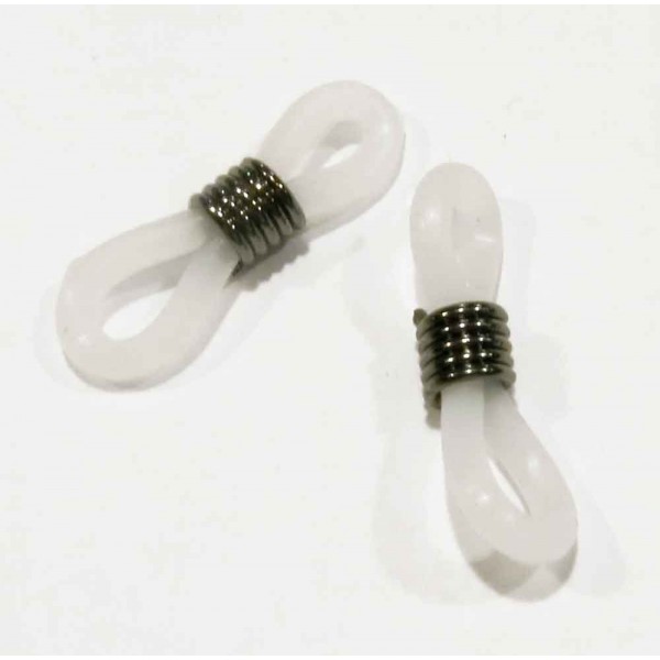 2x weiß gunmetal Brillenketten Verbinder 20x6mm aus Gummi Kettenverbinder - Schmuckzubehör - Leisure-Beads DIY