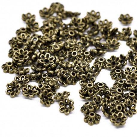 Leisure-Beads - 10x bronzefarbene Perlenkappen 6x2,8mm - Schmuckzubehör
