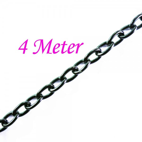 4m schwarze Eisen Gliederkette 5x3x0,9mm - schwarzes Schmuckzubehör - Leisure-Beads DIY