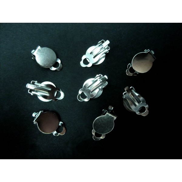 2x silberfarben Ohrclips 10x18mm zum Bekleben - Schmuckzubehör