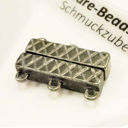 Leisure-Beads - 1x 3-Strang Magnetverschluss 21x14x6mm gunmetal - Schmuckzubehör
