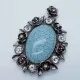 1x silber blauer Barock Anhänger 50x74x10mm mit Rosen und Strass - Schmuckzubehör - Leisure-Beads DIY