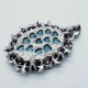 1x silber blauer Barock Anhänger 50x74x10mm mit Rosen und Strass - Schmuckzubehör