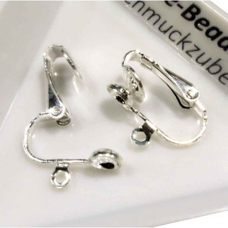 Leisure-Beads - 2x hellsilberfarben Ohrclips 16x8mm konkave Klemme - Schmuckzubehör zum Ohrclips selbermachen
