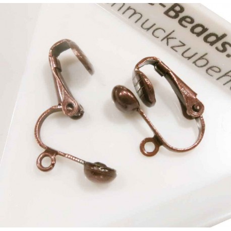 Leisure-Beads - 2x kupferfarben Ohrclips 16x13mm kupferfarben Ohrringe ohne Löcher - Schmuckzubehör Ohrclips basteln