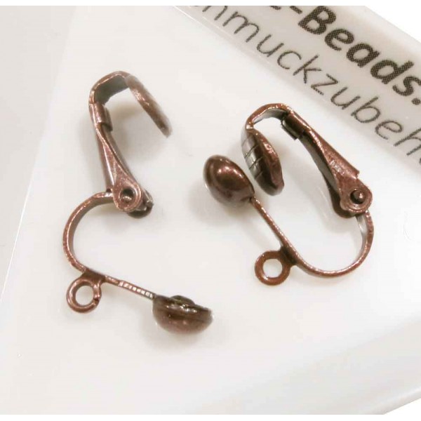 2x kupferfarben Ohrclips 16x13mm kupferfarben Ohrringe ohne Löcher - Schmuckzubehör Ohrclips basteln - Leisure-Beads DIY