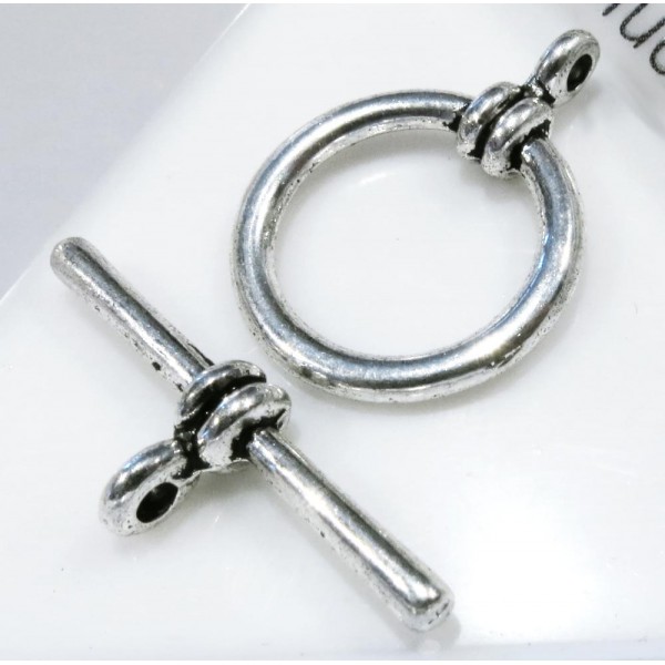 1x silberfarben Knebelverschluss Ringteil 21x16mm Toggle - Schmuckzubehör Schmuckverschluss - Leisure-Beads DIY