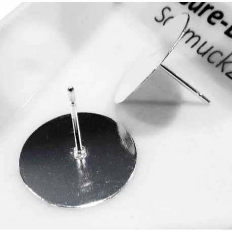 Leisure-Beads - 10x hellsilberfarben Ohrstecker 15mm zum Bekleben Studs mit Stopper - Schmuckzubehör Ohrringe