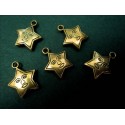 10x goldfarben Stern Anhänger 16x19mm aus Acryl - Schmuckzubehör