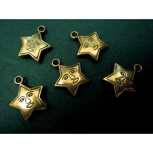 10x goldfarben Stern Anhänger 16x19mm aus Acryl - Schmuckzubehör - Leisure-Beads DIY