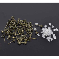 Leisure-Beads - 20x bronzefarben Ohrstecker mit Öse 14x7mm und Stopper - Schmuckzubehör Ohrringe
