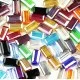 50x bunte 8x4mm Kristallglas Würfelperlen mit geschliffener Kante bunter Perlenmix mit Glanz Cube Perlen - Schmuckzubehör - Leisure-Beads DIY
