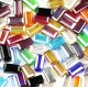 50x bunte 8x4mm Glas Würfelperlen mit geschliffener Kante bunter Perlenmix mit Glanz Cube Perlen - Schmuckzubehör
