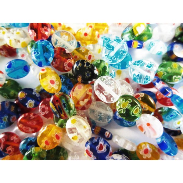 Bunte Millefioriperlen 12x10mm oval 30 Stück Perlenmix - Schmuckzubehör - Leisure-Beads DIY