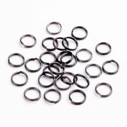 Leisure-Beads - 20x gunmetal Spaltring 8mm rund gunmetal Doppelring - gunmetal Schmuckzubehör