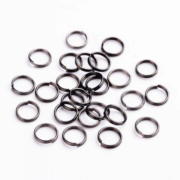 20x gunmetal Spaltring 8mm rund gunmetal Doppelring - gunmetal Schmuckzubehör - Leisure-Beads DIY