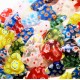 22 Stück bunte Herz Millefiori Perlen 16mm als Strang im Perlenmix - Schmuckzubehör Millefiori