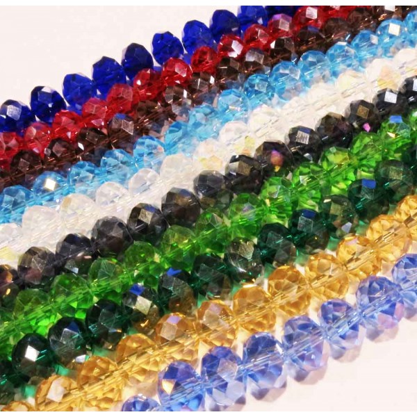 10 Stränge 8x6mm Glasperlen bunter Perlenmix - buntes Schmuckzubehör - Leisure-Beads DIY