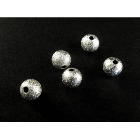Leisure-Beads - 5x Stardust 6mm angerauhte Metallperlen hellsilberfarben Kugel Spacer - Schmuckzubehör Metallperle