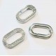 1x silberfarben Strass Ringverschluss 29x17,5mm Karabinerhaken - Schmuckzubehör