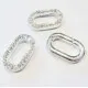 1x ovaler hellsilber Strass Ringverschluss ca. 29x17,5x4mm platinfarbener Karabinerhaken - Schmuckzubehör - Leisure-Beads DIY