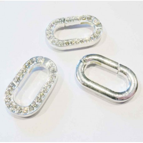 Leisure-Beads - 1x hellsilberfarben Strass Ringverschluss 29x17,5x4mm Karabinerhaken - Schmuckzubehör