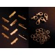 10 rosegoldfarbene Bandklemmen 25mm + Karabiner + Biegeringe Schmuckzubehör Set