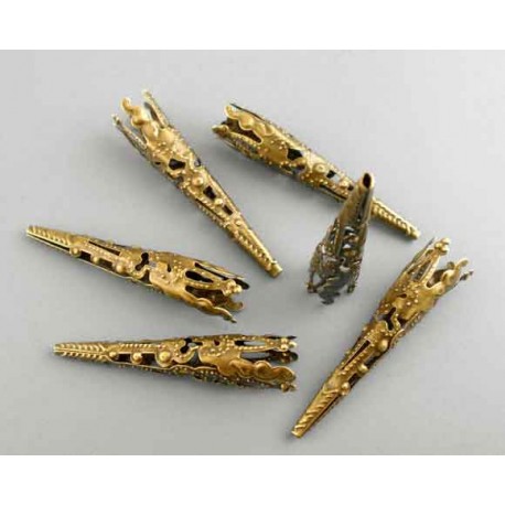 Leisure-Beads - 10x bronzefarben Perlenkappen 41x8mm filigrane Perlen Kappen - Schmuckzubehör