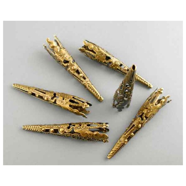10x bronzefarben Perlenkappen 41x8mm filigrane Perlen Kappen - Schmuckzubehör - Leisure-Beads DIY