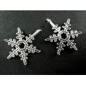 2x silberfarben Schneeflocke 18x23mm silberfarben Schmuckanhänger Weihnachten - Schmuckzubehör Weihnachten