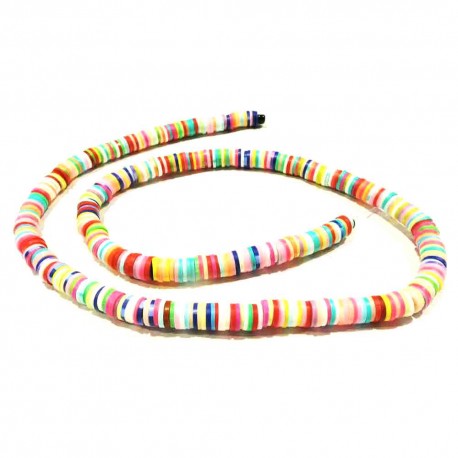 Leisure-Beads - 1 Strang bunte Katsuki Perlen 6x1mm aus Polymer Clay im bunten Mix - Schmuckzubehör