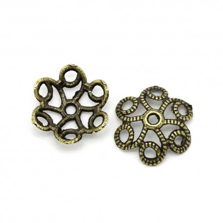 Leisure-Beads - 2x bronzefarben Perlenkappe 11x10mm filigrane bronzefarbene Perlen Kappen - Schmuckzubehör