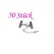 50x 15mm Bandklemme gunmetal Verschluss mit Karabiner und Kette dunkel metallfarben / schwarz - gunmetal Schmuckzubehör - Leisure-Beads DIY