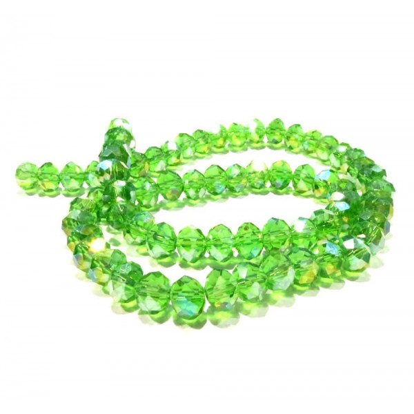 72 hellgrüne Glasperlen 8x6mm mit Glanz - Schmuckzubehör Glasperlen - Leisure-Beads DIY