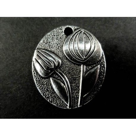Leisure-Beads - 1x silberfarben Blumen Amulett 21x25mm Schmuckanhänger - Schmuckzubehör