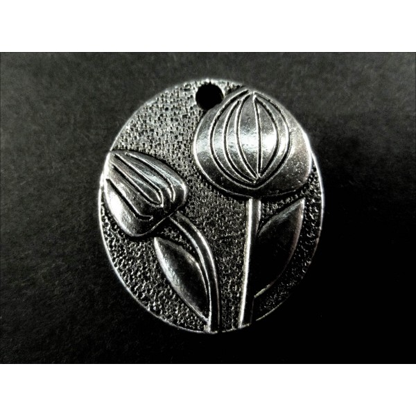 1x silberfarben Blumen Amulett 21x25mm Schmuckanhänger - Schmuckzubehör - Leisure-Beads DIY