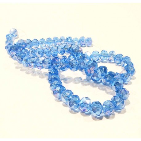 Leisure-Beads - 72 mittelblaue Glasperlen 8x6mm mit Glanz - Schmuckzubehör Glasperlen