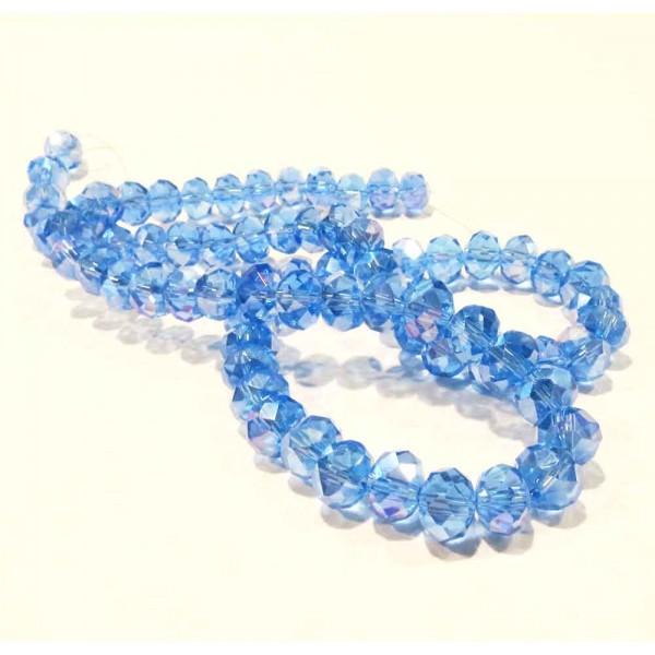 72 mittelblaue Glasperlen 8x6mm mit Glanz - Schmuckzubehör Glasperlen - Leisure-Beads DIY