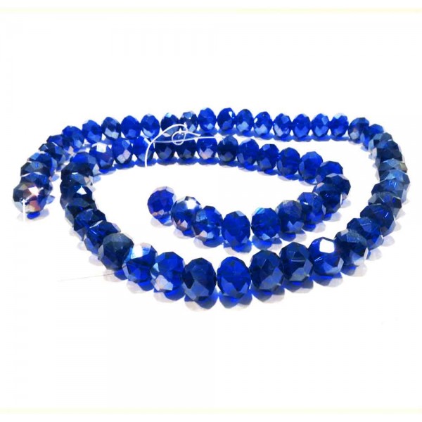72 kobaltblaue Glasperlen 8x6mm mit Glanz - Schmuckzubehör Glasperlen - Leisure-Beads DIY