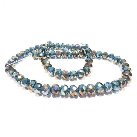 Leisure-Beads - 72 blau-lila Glasperlen 8x6mm geschliffene mit AB-Effekt - Schmuckzubehör Glasperlen