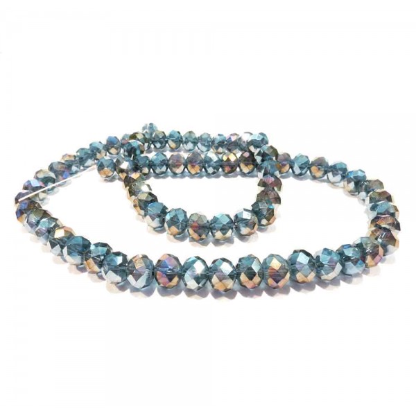 72 blau-lila Glasperlen 8x6mm geschliffene mit AB-Effekt - Schmuckzubehör Glasperlen - Leisure-Beads DIY