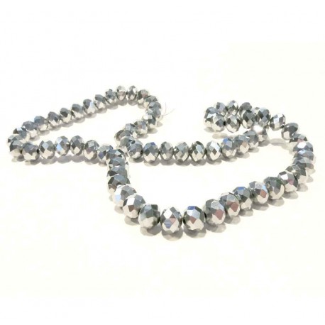 Leisure-Beads - 72 silberfarben Glasperlen 8x6mm - Schmuckzubehör zum Glasschmuck basteln