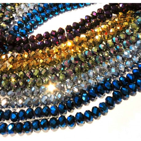 Leisure-Beads - 5 Stränge 8x6mm Glasperlen Mix im metallic Perlenmix - buntes Schmuckzubehör