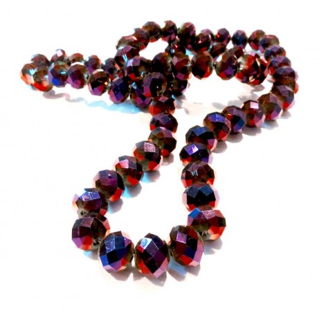 Leisure-Beads - 72 aubergine Glasperlen 8x6mm farbigem AB-Effekt - Schmuckzubehör
