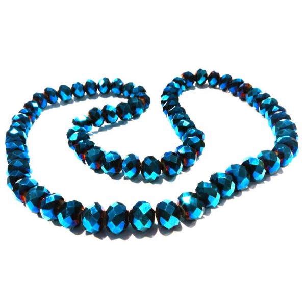 72 blaue Glasperlen 8x6mm mit AB-Effekt - Schmuckzubehör zum Glasschmuck basteln - Leisure-Beads DIY